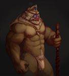  abs anthro beard biceps bulge clothing crown facial_hair fangs hi_res jewelry male mammal mandrill monkey muscular navel nipples pecs penis_outline primate quorum-s solo underwear 