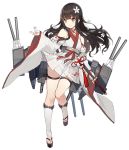  1girl bangs black_hair blunt_bangs breasts choker detached_sleeves eyebrows_visible_through_hair floral_print flower full_body hair_flower hair_ornament japanese_clothes kako_(warship_girls_r) katana long_hair obi official_art pleated_skirt remodel_(warship_girls_r) ribbon-trimmed_sleeves ribbon_choker ribbon_trim rigging sash shi-chen sidelocks skirt small_breasts smile socks solo sword thigh_strap toeless_legwear transparent_background turret warship_girls_r weapon white_legwear wide_sleeves yellow_eyes 