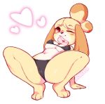  &lt;3 2019 animal_crossing anthro breasts canid canine canis clothed clothing coffeechicken domestic_dog female isabelle_(animal_crossing) letter mammal nintendo one_eye_closed shih_tzu signature simple_background solo video_games white_background 