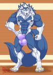  2019 4_toes 5_fingers abs anthro balls biceps blue_fur blue_hair blue_skin bulge canid canine canis capcom claws clothing darkstalkers digitigrade fundoshi fur gloves_(marking) hair hand_on_hip hi_res hungothenomster japanese_clothing jon_talbain male mammal mane markings multicolored_fur multicolored_hair multicolored_skin muscular muscular_male muscular_thighs nipples pecs simple_background smile socks_(marking) solo standing tight_underwear toes two_tone_fur two_tone_hair two_tone_skin underwear video_games were werecanid werecanine werewolf white_fur white_hair white_skin wolf 