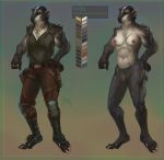  breasts clothed clothing female hair hi_res mammal model_sheet multicolored_hair muscular muscular_female mustelid musteline nipples nude spikes stylonychia wolverine yuta 