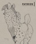  2019 anus balls bent_over butt hyaenid male mammal monochrome pose richard_foley sketch solo spots 