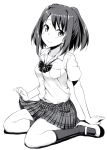  highres koiito_kinenbi monochrome okunaga_anna ribbon school_uniform takayaki 