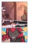  ... 007delta 2019 aiden_laninga canid canine cappuccinocat claws close-up comic detailed_background dialogue dominic_armois door duo english_text eyes_closed fur hallway happy headband inside jokoifu lycanroc male mammal midnight_lycanroc nintendo paper pok&eacute;mon pok&eacute;mon_(species) pok&eacute;mon_mystery_dungeon red_claws smile sunlight text video_games wanderlust white_fur yellow_eyes zoroark 