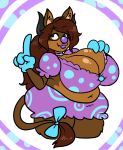  2019 anthro big_breasts bovid bovine breasts brown_hair canid canine canis cattle clothed clothing clown clown_transformation eyewear fur glasses gloves hair hi_res horn hybrid lewdsona mammal silly simple_background slightly_chubby solo swan_lovejoy wolf wolfcow 