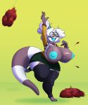  anthro big_breasts breasts clothing curvaceous eyewear female giant_panda glasses hi_res huge_breasts hybrid legwear mammal nipples open_mouth pofuilly pom_poms solo standing thick_thighs thigh_highs ursid wardrobe_malfunction 