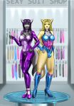 2018 anthro canid canine canis clothing dickgirl eliana-asato felid feline female footwear hair hi_res high_heels intersex latexsuit long_hair looking_at_viewer mammal model rubber shoes wolf 