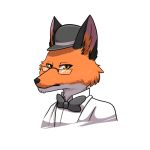  amber ambiguous_gender bow_tie bowler_hat canid canine classy clothed clothing digital_media_(artwork) dis dis_the_fox eye-wear eyewear female fox fur hat looking_at_viewer mammal nugget_kun simple_background solo suit white_suit 