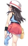  1girl absurdres bag black_hair blue_(pokemon) breasts creatures_(company) eyebrows game_freak hat highres long_hair maremay0513 nintendo pokemon pokemon_(game) pokemon_frlg shirt simple_background skirt solo white_background 