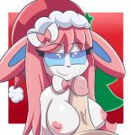  2018 anthro anthrofied big_breasts black_nose blue_eyes bow breasts christmas cum cum_on_face cum_on_penis digital_media_(artwork) duo eeveelution female fur hair hat holidays human human_on_anthro interspecies javisylveon_(mintyspirit) long_hair low_res male male/female mammal mintyspirit nintendo nipples penis pink_fur pink_hair pok&eacute;mon pok&eacute;mon_(species) retracted_foreskin santa_hat sex smile smirk solo_focus sylveon titfuck uncut vein video_games white_skin 