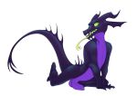 2017 all_fours anthro balls claws colored_sketch crossgender digital_media_(artwork) digitigrade disney female_to_male green_eyes green_tongue horn humanoid_penis kobold korichi male maleficent open_mouth penis scalie simple_background sleeping_beauty solo toe_claws tongue tongue_out uncut white_background 