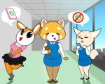  absurd_res aggressive_retsuko ailurid antelope anthro bovid breasts building canid canine clothed clothing female fennec fenneko fox gazelle group hi_res inside mammal marcodile office open_mouth red_panda retsuko sanrio speech_bubble sweat tsunoda 