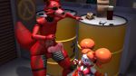  2019 3d_(artwork) animatronic anthro baby_(fnafsl) balls canid canine cum digital_media_(artwork) duo female five_nights_at_freddy&#039;s fox foxy_(fnaf) fur machine male male/female mammal nude penis robot sister_location size_difference source_filmmaker unknown_artist video_games 