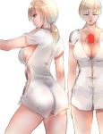  1girl ass blonde_hair blue_eyes breasts cleavage gem jill_valentine large_breasts long_hair nagare navel resident_evil resident_evil_5 simple_background solo white_background 