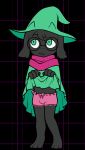  animated clothing deltarune hat hi_res kitsune2001 male panties ralsei scarf shorts showing underwear video_games 