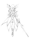  1girl armor camel_(dansen) cameltoe character_request female helmet leotard monochrome solo sword thigh_gap weapon 
