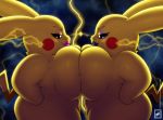  2019 absurd_res big_breasts breast_squish breasts busty_feral detailed_background duo eyeshadow female female/female feral fur hi_res lipstick makeup mammal mascara mouse nintendo pikachu pok&eacute;mon pok&eacute;mon_(species) rodent side_view standing thick_thighs video_games walter_sache yellow_fur 