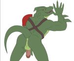  anus armor balls bent_over butt epic_games fortnite humanoid_penis hybrid lizard looking_back male mizukage_(artist) penis presenting reptile scalie simple_background video_games yellow_eyes 