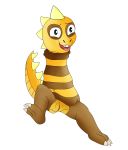  2019 alpha_channel anthro armless clothing digital_media_(artwork) female hi_res looking_at_viewer mexa monster_kid open_mouth pussy reptile scalie simple_background smile solo tongue tongue_out undertale video_games young 