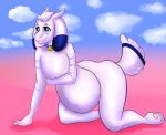 2018 absurd_res anthro belly big_belly biped bovid caprine felicer fluffy goat hi_res male male_pregnancy mammal navel nude pregnant ych 
