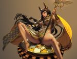  ass barefoot breasts cameltoe catgirl destiny_child dress egyptian jewelry long_hair nightmadness spread_legs staff 