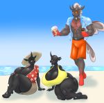  2019 abs absurd_res beach big_breasts blues64 breasts changeling clothing dessert female food group hi_res holding_food holding_object hole_(anatomy) huge_breasts ice_cream male marauder6272 my_little_pony open_mouth outside seaside 