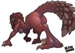  all_fours anthro breasts butt capcom female hair hi_res long_hair meat monster_hunter muhut nude odogaron simple_background solo video_games white_background 
