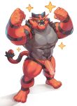  abs anthro barazoku barefoot biceps blackmonster claws clothed clothing erection fangs felid feline flexing fur green_eyes hi_res humanoid_penis incineroar looking_away male mammal manly mostly_nude muscular nintendo nipples pecs penis pink_penis pok&eacute;mon pok&eacute;mon_(species) sharp_claws sharp_teeth simple_background smile solo standing teeth thick_thighs triceps underwear video_games white_background 
