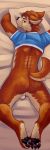  2019 anthro balls bastriw_(artist) bed butt canid canine canis dakimakura_design digital_media_(artwork) domestic_dog hi_res invalid_tag male mammal nude paws simple_background solo 
