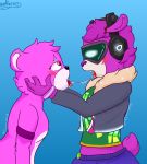  after_kiss blush clothing cuddle_team_leader dj_bop duo female female/female fortnite fur hair hi_res mammal open_mouth pink_fur saliva video_games wolferno 