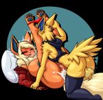  anthro anthro_on_anthro anthrofied anvil_position balls big_breasts breasts butt clothing cum cum_in_pussy cum_inside dickgirl dickgirl/female dickgirl_penetrating duo eeveelution erection female female_penetrated flareon hi_res intersex intersex/female intersex_penetrating jolteon legs_up legwear limebreaker looking_pleasured nintendo penetration penis pok&eacute;mon pok&eacute;mon_(species) pok&eacute;morph sex thigh_highs vaginal vaginal_penetration video_games 