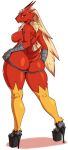  anthro blaziken blush breasts butt clothed clothing female footwear hi_res high_heels looking_back mcfli nintendo panties panties_down platform_footwear platform_heels pok&eacute;mon pok&eacute;mon_(species) shoes solo standing sweat sweatdrop thick_thighs topless underwear video_games 