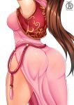  ass breasts brown_hair dress fire_emblem fire_emblem:_monshou_no_nazo fire_emblem_musou huge_ass large_breasts linda_(fire_emblem) long_hair long_ponytail nintendo panties pantyshot pink_dress ponytail revolverwing side_slit simple_background solo thick_thighs thighs underwear very_long_hair wedgie wide_hips 