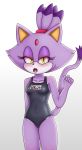  2019 anthro bedroom_eyes blaze_the_cat blush breasts camel_toe clothed clothing colored cute_fangs digital_media_(artwork) domestic_cat es74 eyelashes felid feline felis female fur hair hairband half-closed_eyes hi_res looking_at_viewer mammal multicolored_fur one-piece_swimsuit open_mouth purple_fur school_swimsuit seductive simple_background solo sonic_(series) swimsuit tongue two_tone_fur video_games white_background white_fur yellow_eyes 