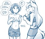  &lt;3 2019 animated anthro blush boxers_(clothing) breasts canid canine canis clothed clothing collar_of_keidranification covering covering_breasts crossgender database_error_(twokinds) dialogue duo embarrassed english_text female gender_transformation hi_res human keidran mammal midriff monochrome mtf_transformation post_transformation raine_silverlock simple_background sketch sound_effects stare sweat text thought_bubble tom_fischbach topless transformation twokinds underwear webcomic white_background wolf 