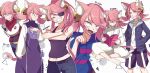  1girl alphys_(cosplay) animal_ears book cat_ears cosplay eyepatch glasses mad_mew_mew magical_girl pink_hair ponytail sans_(cosplay) tail toriel_(cosplay) undertale undyne_(cosplay) 
