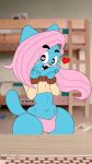  &lt;3 &lt;3_eyes blush bulge cartoon_network clothed clothing crossdressing detailed_background domestic_cat dongitos felid feline felis girly gumball_watterson hair hi_res male mammal panties pink_hair solo the_amazing_world_of_gumball thick_thighs underwear wide_hips young 