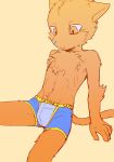  athletic bulge chest_tuft clothed clothing dark_ishihara felid feline male mammal solo topless tuft 