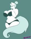  absurd_res anthro bra breasts canid canine clothing curvaceous eyewear female gin-blade glasses hi_res looking_at_viewer makeup mammal mature_female simple_background solo standing underwear wide_hips 