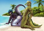  all_fours anthro beach bikini blue_hair breasts butt cetacean clothed clothing crocodile crocodilian delphinoid digital_media_(artwork) diphallism duo erection female from_behind_position green_body hair happy happy_sex hi_res looking_at_viewer male male/female mammal marine mogmaw multi_penis oceanic_dolphin open_mouth orca outside penetration penis reptile sand scalie seaside sex short_hair side_boob skimpy sky sling_bikini smile strigiformes swimsuit tongue toothed_whale water zea_(character) 