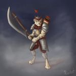  2019 abs absurd_res anthro armor axe clothed clothing fantasy felid foxyghost fur helmet hi_res male mammal melee_weapon muscular pantherine simple_background solo standing stripes tiger warrior weapon white_fur 