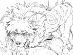  anal anal_penetration anthro canid canine canis from_behind_(disambiguation) gamma-g hair hi_res human human_on_anthro interspecies licking male male/male male_penetrating mammal penetration temujin tokyo_afterschool_summoners tongue tongue_out video_games wolf 