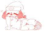  &lt;3 2019 anthro beanie blush canid canine canis chatnoirxx_(artist) chibi digital_media_(artwork) domestic_dog eyes_closed hat low_res lying mammal on_side parappa parappa_the_rapper paws simple_background sketch sweat tailwag unfinished video_games wagging watermark worried 