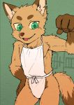  athletic biceps brown_fur bulge canid canine dark_ishihara fur green_eyes hi_res male mammal solo 