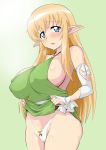  blue_eyes blush breasts commentary commentary_request elf huge_breasts large_breasts long_hair minpei_ichigo panties pointy_ears standing tiffania_westwood underwear zero_no_tsukaima 