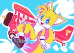  2019 aircraft airplane anthro biped blue_eyes blush canid canine cheek_tuft chest_tuft clothing cloud crossed_legs crossgender cub dipstick_tail eyelashes female flat_chested footwear fox fur fur_tuft gloves head_tuft mammal miles_prower mostly_nude multicolored_tail open_mouth open_smile shoes signature smile solo sonic_(series) suspended_in_midair tailchana tuft white_fur yellow_fur young 