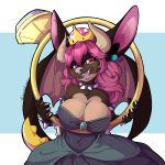  anthro breasts canid canine clothed clothing collar crown female furkinghell hi_res looking_at_viewer mammal open_mouth smile solo spiked_collar spikes wings 