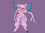  animal_genitalia balls blush confusion crying eeveelution erection espeon first-last_(artist) fluffy genitals long_tail looking_at_viewer lying male nintendo pawpads paws penis pok&eacute;mon pok&eacute;mon_(species) simple_background tears video_games 
