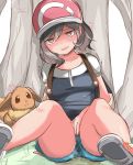  !? 1girl ayumi_(pokemon) backpack bag bangs baseball_cap between_legs black_shirt blue_shorts blush breasts breath brown_eyes brown_hair brown_sclera collarbone creatures_(company) drooling eevee eyebrows_visible_through_hair female game_freak gen_1_pokemon grass half-closed_eyes hand_between_legs hat have_to_pee japanese_text knees_up looking_at_another medium_breasts muroi_(fujisan0410) nintendo open_mouth outdoors peeing peeing_self poke_ball_theme pokemon pokemon_(creature) pokemon_(game) pokemon_lgpe puddle red_footwear red_headwear saliva shirt shoes short_hair short_shorts short_sleeves shorts sitting smile solo_focus steam surprised sweat tears translation_request tree trembling wavy_mouth wet wet_clothes 