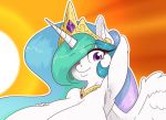  2019 anthro anthrofied appelknekten big_breasts breasts crown equid friendship_is_magic horn jewelry looking_at_viewer mammal my_little_pony necklace portrait pose preview princess_celestia_(mlp) purple_eyes solo tiara winged_unicorn wings 